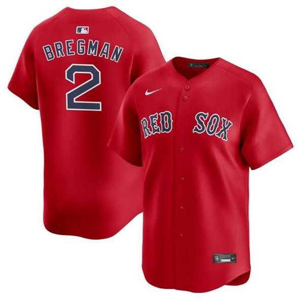 Men%27s Boston Red Sox #2 Alex Bregman Red 2024 Alternate Limited Stitched Jersey Dzhi